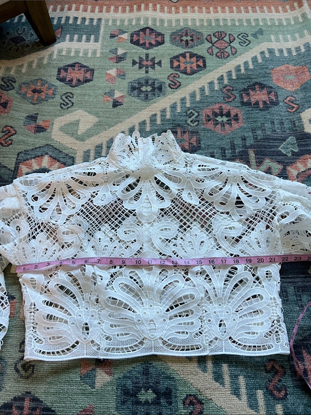 Avec Les Filles White Crochet Lace Long Sleeve Top - Picture 2 of 8